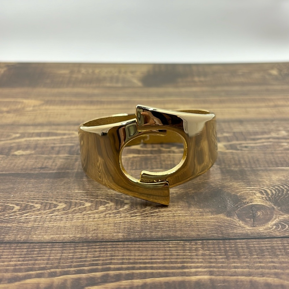 Gold hinged cuff bracelet